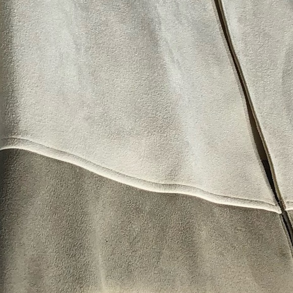 Zara Two-Tone Long Blazer Coat in Cream and Taupe faux suede - Picture 8 of 12